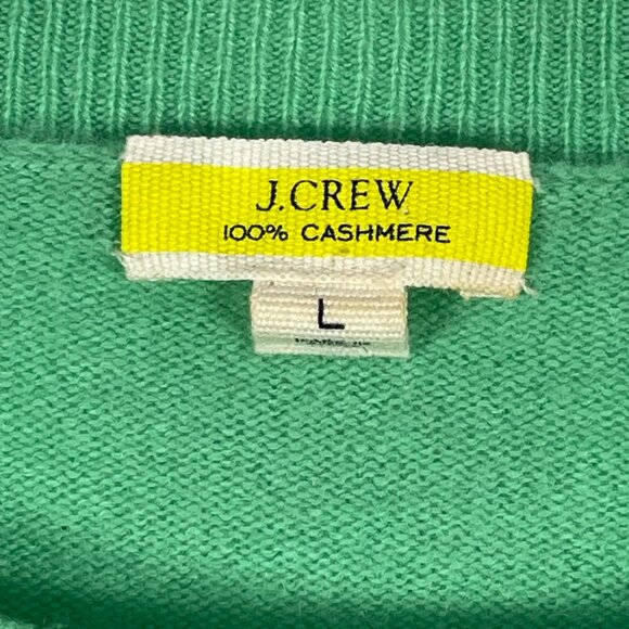 J.Crew 100% Cashmere Crewneck Sweater Green Size L Classic Luxe Knit - Picture 5 of 12